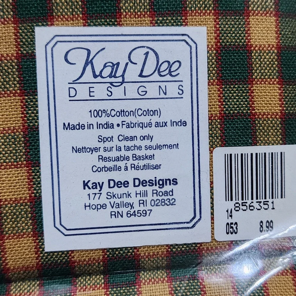 Kay Dee Designs Gingerbread Plaid Table Runner and Fabric Basket Set Christmas